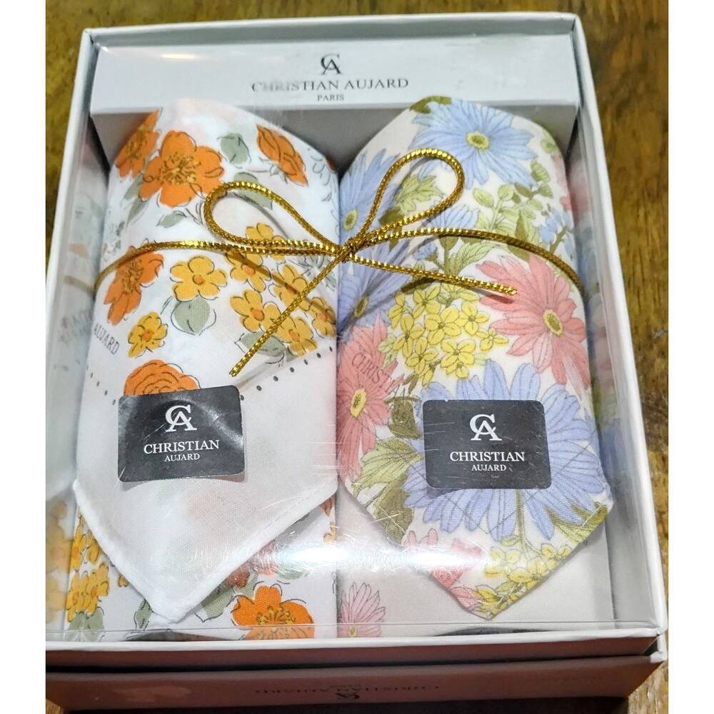 Vtg Christian Aujard Paris Women's Floral Handkerchief Gift Set – New in Box